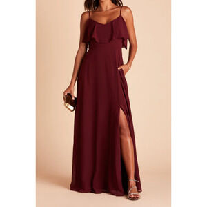 BIRDY GREY XS Cabernet V-Neck Spaghetti Strap Jane Bridesmaid Maxi Dress B97
